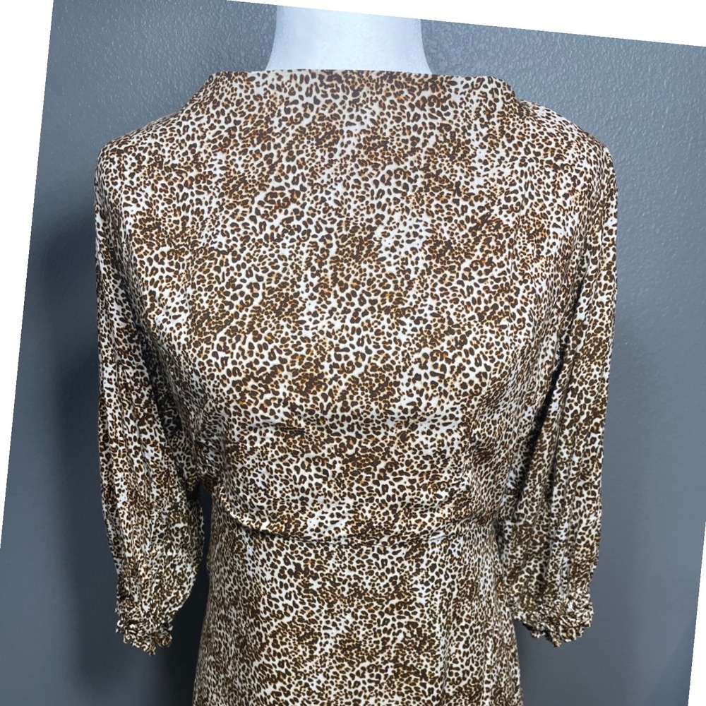 Faithfull The Brand Leopard Print Open Back Midi Dress Brown Animal Print Size L
